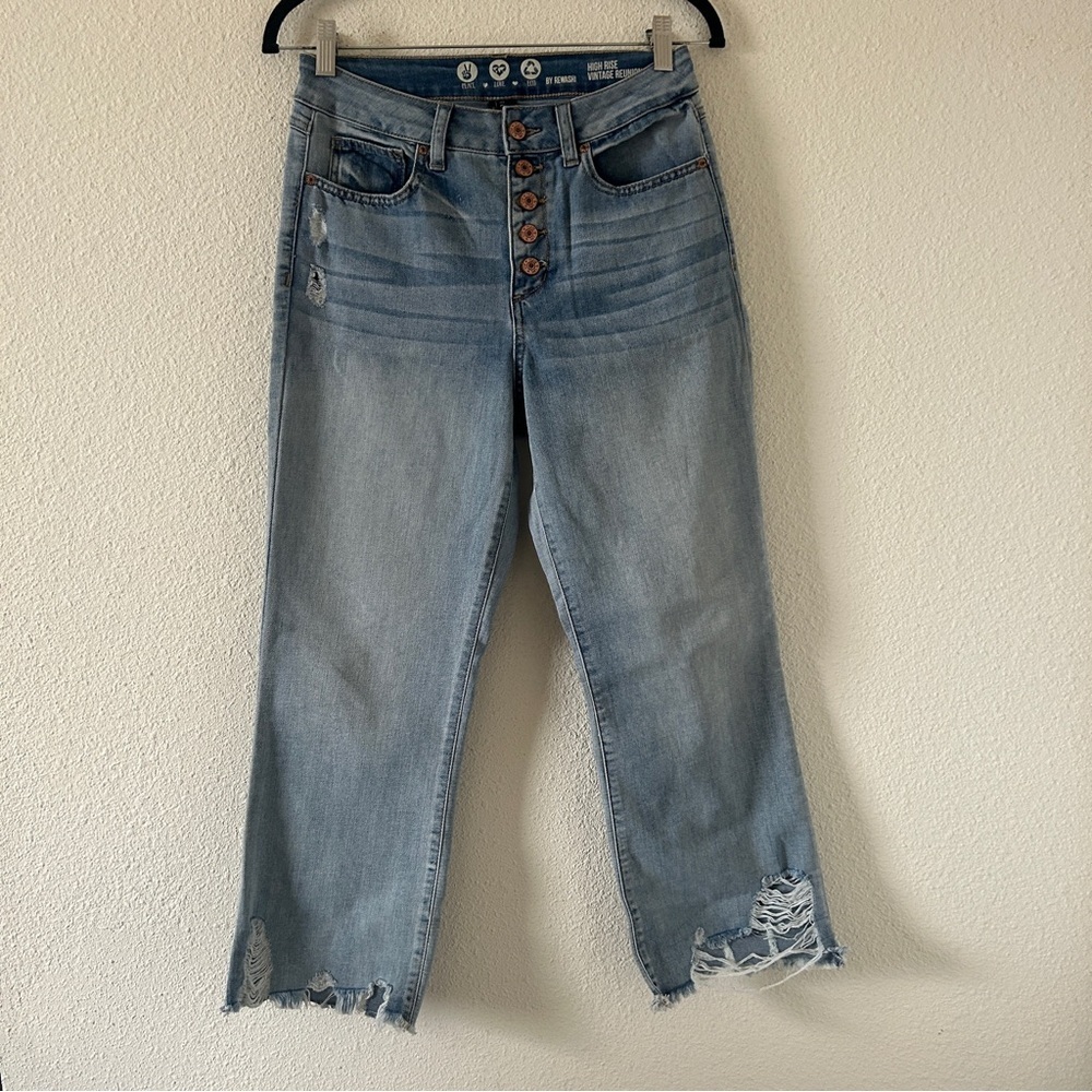 Rewash High Rise Vintage Cropped Straight stretch Jeans Women’s 7/28 Distressed